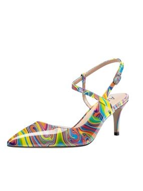 Aachcol Women Slingback Pumps Ankle Strap D'Orsay Stiletto Mid Heel